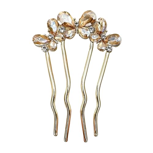 Mbiyhgta Französische Haarnadeln Für Dickes Haar | 4-Zack Strass Styling Accessoires | U-Form Haarklammer - Für Damen Mädchen Hochzeit Festliches Bankett Party Feier von Mbiyhgta