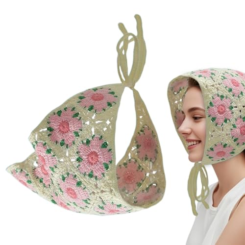 Mbiyhgta Häkel Bandanas Für Damen | Strick Haarschmuck | Haarbänder Sonnen Frisurenpflege: Kopfbundartiger Sitz mit präziser RandverarbeiSchutz, Vielseitiges Mode Accessoire Für Frauen Mädchen von Mbiyhgta
