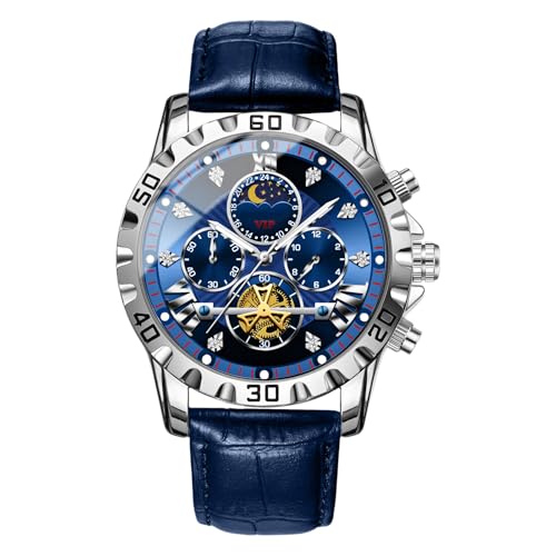 Mechanische Uhr, Automatikuhr | Elegante kommerzielle Handuhren | Multifunktionale Mode-Accessoires, mit ihrer leichten Bauweise und der kompakten Größe bietet diese Herrenuhr, blau, Se référer au von Mbiyhgta