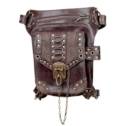 Mittelalterliche Gürtelbeutel - PU Leder Taillenbeutel Steampunk -Beutel | Gürteltasche Mode Gothic Steampunk Bag für Wanderreisen Männer Frauen Frauen von Mbiyhgta