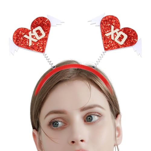 Valentinstag-Stirnband, Valentinstag-Stirnbänder für Damen | Glitzernder Glitzer-Liebeshelm, Urlaubskostüm, Festival-Foto-Requisiten von Mbiyhgta