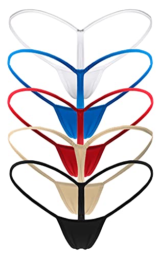 Mbotnee Damen String Micro Thongs Tiny Panties Unterhosen Unterwäsche Frauen, 5er-Pack, mehrfarbig, Large von Mbotnee