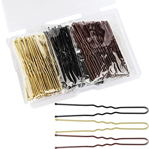 Mbsomnus 150 Stück Haarnadeln U-förmige Set, 6cm Haarnadel Bobby Pins Metall, Haarspangen Haarklammer für Damen Mädchen Frauen Haarzusätze Friseursalon - Schwarz Gold Braun von Mbsomnus
