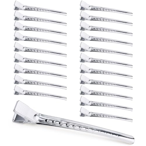Mbsomnus 10.5cm Abteilklammern Friseur Groß 20 Stück Metal Haarklammern Friseurbedarf Silber EnteBill Haarspangen Alligator Haarspangen mit Löchern Haarclips für Damen Mädchen Salon Haarstyling von Mbsomnus