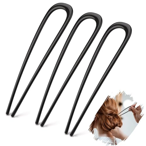 Mbsomnus 3 Stück French Hair Pin Metall Französische Haarnadel 14cm French Twist Hair Pin U-Förmige Haargabel Groß Haarpin Schwarz Hair Pins French Clip für Frauen Mädchen Alle Haartypen von Mbsomnus
