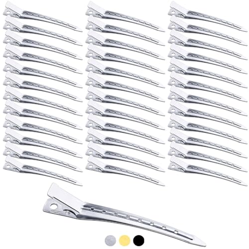 Mbsomnus 36 Stück Haarklammern Friseurbedarf Metall 9cm EnteBill Haarspangen Silber Abteilklammern Friseur Haarclips Alligator Haarspangen mit Löchern für Damen Mädchen Friseursalon Haarstyling von Mbsomnus