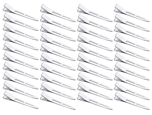 Mbsomnus 40 Stück EnteBill Haarspangen Silber Haarclips 5,5 cm Haarklemmen Friseur Alligator Clips Metall Haarspangen für Haarklammern Damen Spangen Friseursalon Mädchen Haarstyling DIY von Mbsomnus