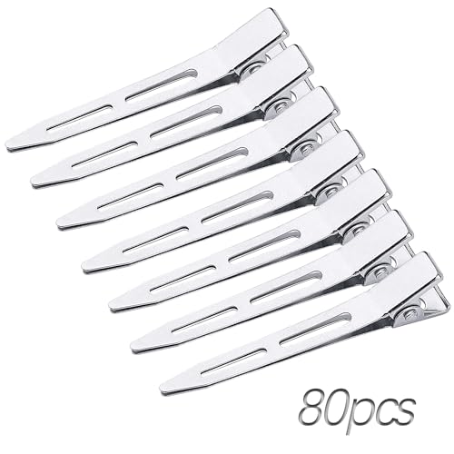 Mbsomnus 80 Stück Haarklemmen Friseur 5,5 cm EnteBill Haarspangen Silber Haarclips Damen Haarklammern Metall Haarspangen Spangen Alligator Clips für Friseursalon Mädchen Haarstyling DIY von Mbsomnus