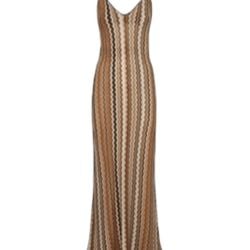 Mc2 Saint Barth Braune/beige Kleid Mit V-ausschnitt von Mc2 Saint Barth