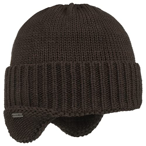 McBURN Anton Ohrenschutz Strickmütze Ohrenmütze Wintermütze Mütze Wollmütze Skimütze Herren - Made in Italy mit Futter, Futter Winter Herbst-Winter - One Size braun von McBURN
