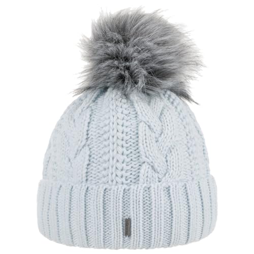 McBURN Cable Knit Umschlagmütze Bommelmütze Mütze Pudelmütze Strickmütze Damen - Made in Italy Wintermütze Wollmütze mit Umschlag, Futter, Futter Winter Herbst-Winter - One Size hellblau von McBURN