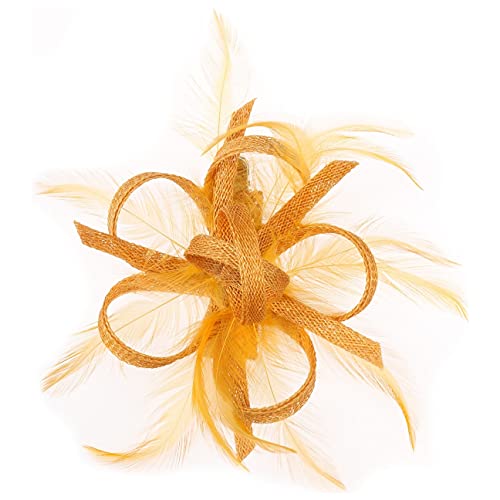 McBURN Clip Fascinator Haarschmuck Kopfschmuck Anlasshut Damen - Made in Italy Sommer Frühling-Sommer - One Size senf von McBURN