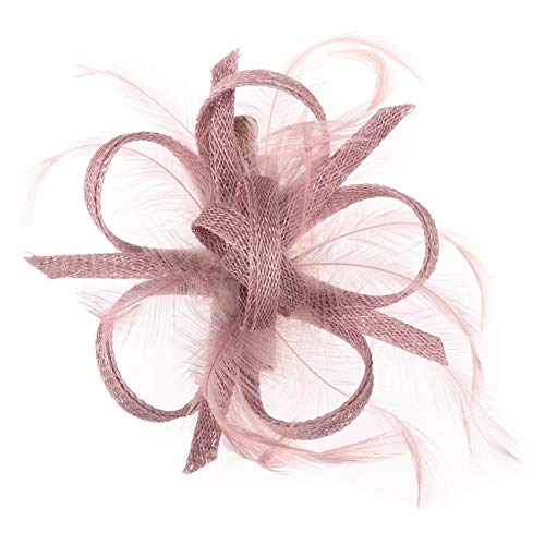 McBURN Clip Fascinator Haarschmuck Kopfschmuck Anlasshut Damen - Made in Italy Sommer Frühling-Sommer - One Size Altrosa von McBURN
