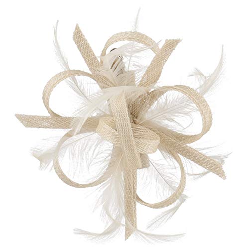 McBURN Clip Fascinator Haarschmuck Kopfschmuck Anlasshut Damen - Made in Italy Sommer Frühling-Sommer - One Size Hellbeige von McBURN