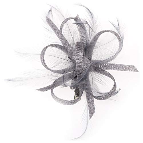 McBURN Clip Fascinator Haarschmuck Kopfschmuck Anlasshut Damen - Made in Italy Sommer Frühling-Sommer - One Size grau von McBURN