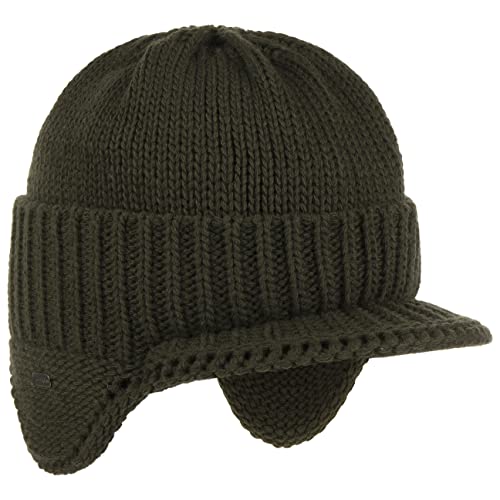 McBURN Dinder Peak Pull-On Hat Damen/Herren - Made in Italy Wintermütze Wollmütze Herrenmütze mit Futter, Futter Winter Herbst-Winter - L/XL (58-61 cm) Oliv von McBURN