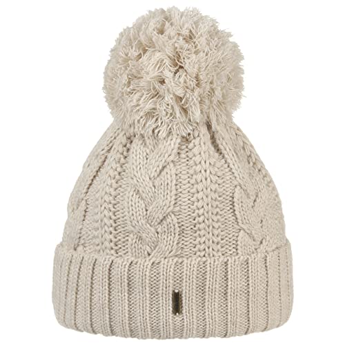 McBURN Giant Bommelmütze Damen - Made in Italy Wintermütze Bommelmützen Strickmütze mit Umschlag, Futter, Futter Winter Herbst-Winter - One Size beige von McBURN