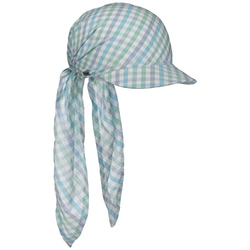 McBURN Ivania Check Bandana Cap Schildmütze Kopftuch Sommercap Damen - Made in Italy mit Schirm Frühling-Sommer - One Size türkis von McBURN