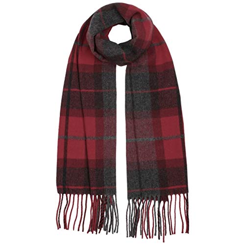 McBURN Lambswool Karoschal Damen - Made in Italy Fransenschal Lammwolle Winterschal mit Fransen Herbst-Winter - One Size rot von McBURN