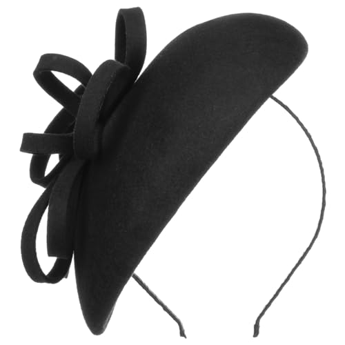 McBURN Latosca Wool Fascinator Haarschmuck Kopfschmuck Damen - Frühling-Sommer Herbst-Winter Frühjahr Sommer Herbst Winter - One Size schwarz von McBURN