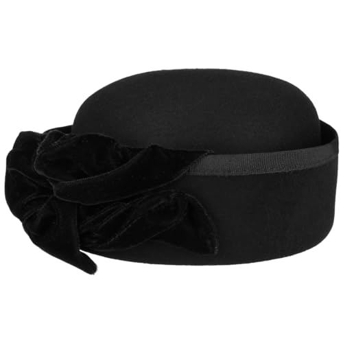 McBURN Uni Pillbox Damenhut Wollfilzhut Filzhut Anlasshut Damen - Made in Italy Winter Herbst-Winter - One Size schwarz von McBURN