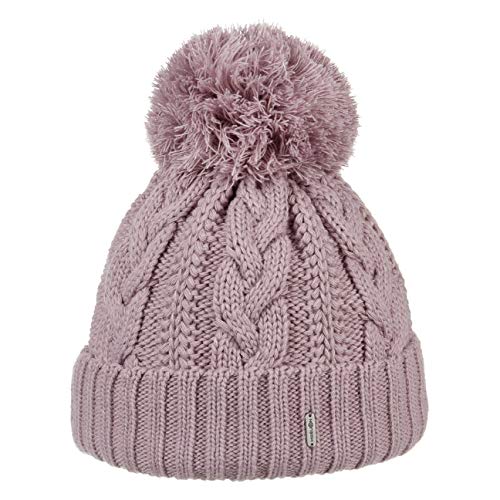 McBurn Giant Bommelmütze Damen - Made in Italy Wintermütze Bommelmützen Strickmütze mit Umschlag, Futter, Futter Herbst-Winter - One Size Altrosa von McBURN