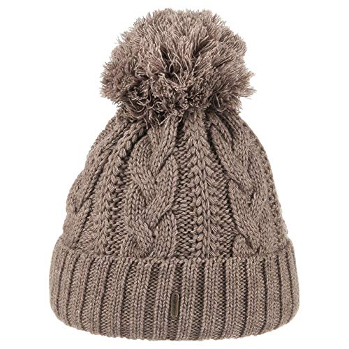 McBurn Giant Bommelmütze Damen - Made in Italy Wintermütze Bommelmützen Strickmütze mit Umschlag, Futter, Futter Herbst-Winter - One Size Camel von McBURN