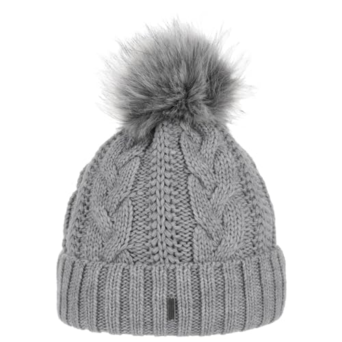 McBURN Cable Knit Damen Mütze – Made in Italy für den Winter aus Strickwolle mit Revers, Futter, Herbst-Winter, Gris, One Size von McBURN