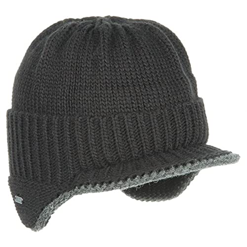 McBURN Dinder Peak Pull-On Hat Damen/Herren - Made in Italy Wintermütze Wollmütze Herrenmütze mit Futter, Futter Winter Herbst-Winter - S/M (54-57 cm) schwarz von McBURN