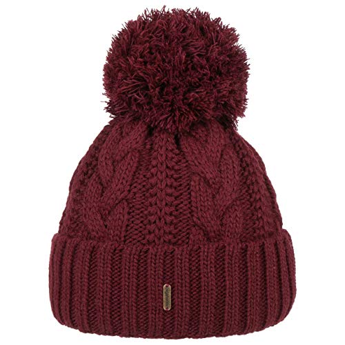 McBurn Giant Bommelmütze für Damen Bommelmützen Wintermütze mit Umschlag, Futter, Futter Herbst Winter (One Size - Bordeaux) von McBURN