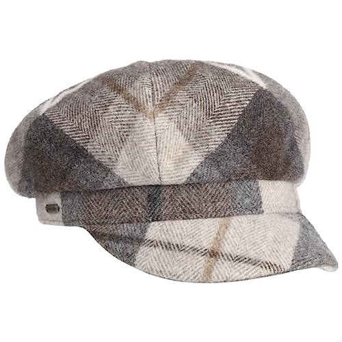 McBURN Tevere Karo Damen Newsboy Cap - Made in Italy Ballonkappe Damenmütze Schildmütze mit Schirm, Futter Herbst-Winter - One Size braun von McBURN