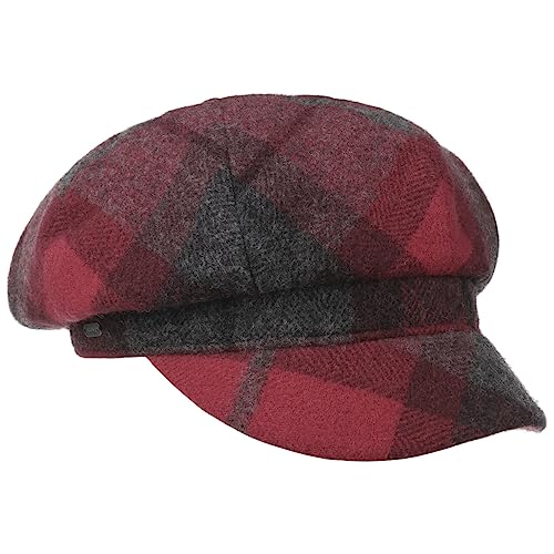 McBURN Tevere Karo Damen Newsboy Cap - Made in Italy Ballonkappe Damenmütze Schildmütze mit Schirm, Futter Herbst-Winter - One Size rot von McBURN