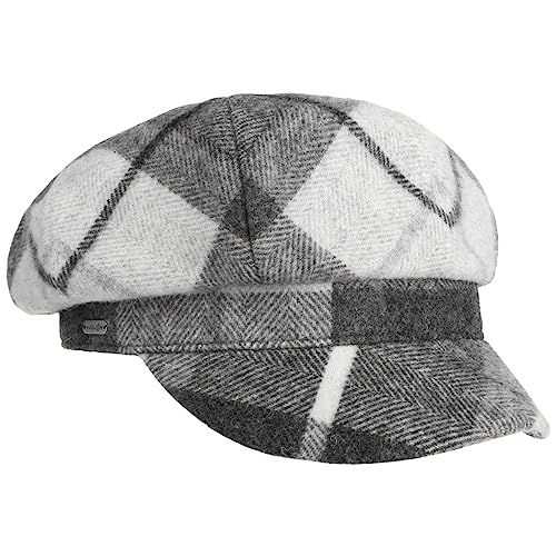 McBURN Tevere Karo Damen Newsboy Cap - Made in Italy Ballonkappe Damenmütze Schildmütze mit Schirm, Futter Herbst-Winter - One Size schwarz von McBURN