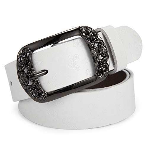 McFanBe Damen Ledergürtel für Damen Mädchen Hosen Jeans Taille unter 48 Zoll (A:weiß, S:93cm(Taillenumfang passen 67-76cm)) von McFanBe