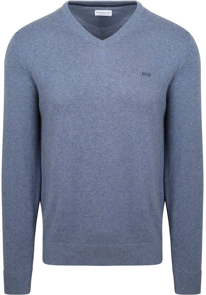 McGregor Pullover Merinowolle V-Ausschnitt Vintage Blau - Größe S von McGregor