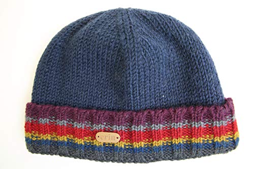 McLaughlin's Irish Shop Handgestrickte Irische Krempel Wollmütze mit Streifenmuster von McLaughlin's Irish Shop