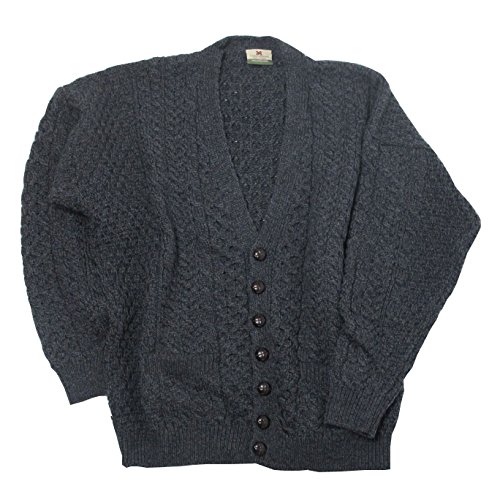 McLaughlin's Irish Shop Irische Strickjacke aus Merinowolle Größe, Antrazit, XXL von McLaughlin's Irish Shop
