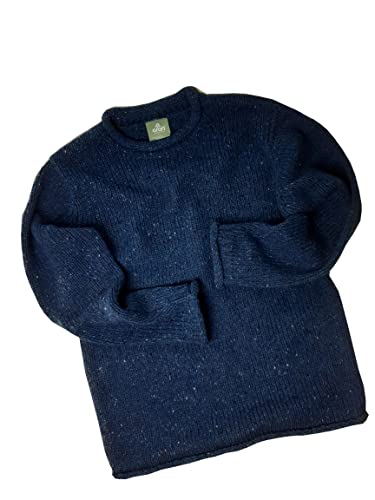 McLaughlin's Irish Shop Irischer Herren Tweedpullover mit kleinen Rollkragen blaumeliert (M) von McLaughlin's Irish Shop