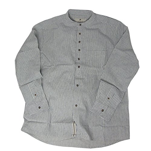 McLaughlin's Irish Shop Irisches Hemd. Glatte Baumwolle. Stehkragen. Altweiß m. Streifenmix. XL von McLaughlin's Irish Shop