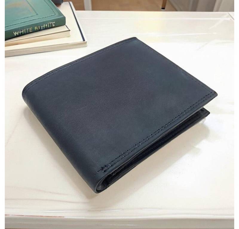 McLean Geldbörse echt Leder Portemonnaie mit RFID Schutz, klassische Scheintasche, Innenriegel, dunkelblau von McLean