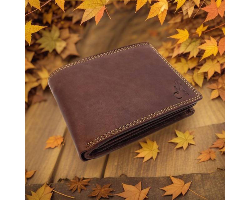 JOCKEY CLUB Geldbörse vintage, echt Büffel Voll-Leder Portemonnaie, mit RFID Schutz, angesagter Vintagelook, mit Innenriegel von JOCKEY CLUB