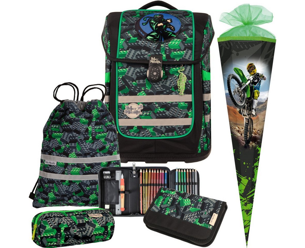 McNeill Schulranzen 1.Klasse Jungen Compacto in verschiedenen Sets Motiv Polizei (Xagon) (6-tlg) von McNeill