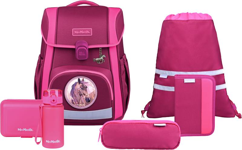 McNeill Schulranzen "Bravo, inkl. Etui, Turnbeutel," Reflektierende Streifen auf den Schultergurten;Retroreflektierende Flächen von McNeill