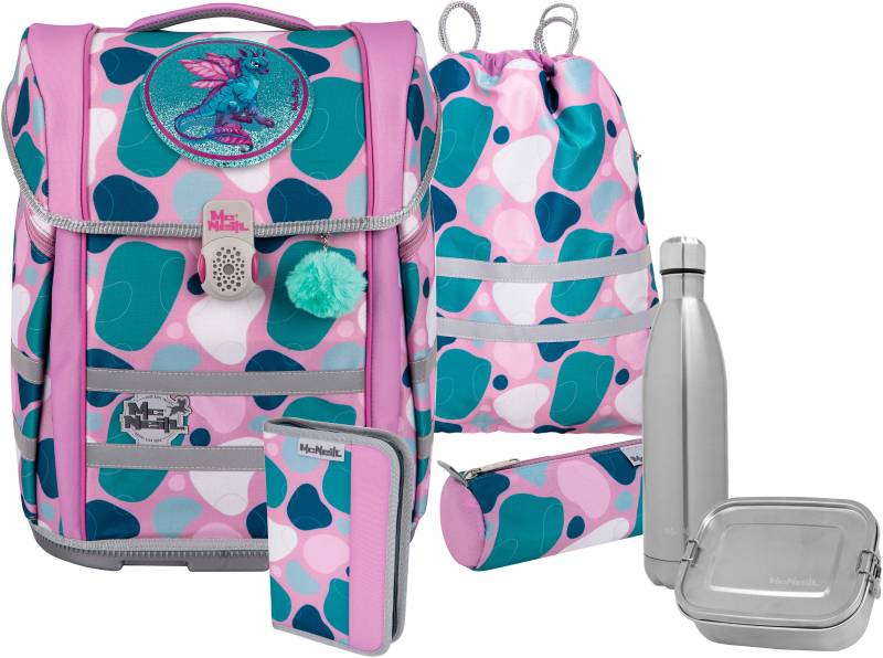 McNeill Schulranzen "Perfecto, Barba" reflektierende Streifen auf den Schultergurten;retroreflektierende Flächen inkl. Federmäppchen, Turnbeutel, Schlamperrolle & Motivmagnet von McNeill