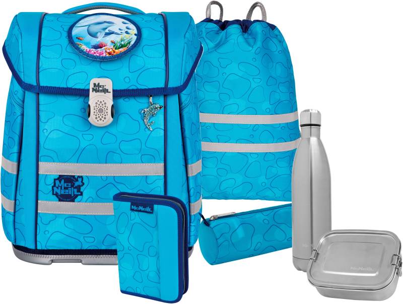 McNeill Schulranzen "Perfecto, Bubble" reflektierende Streifen auf den Schultergurten;retroreflektierende Flächen inkl. Federmäppchen, Turnbeutel, Schlamperrolle & Motivmagnet von McNeill