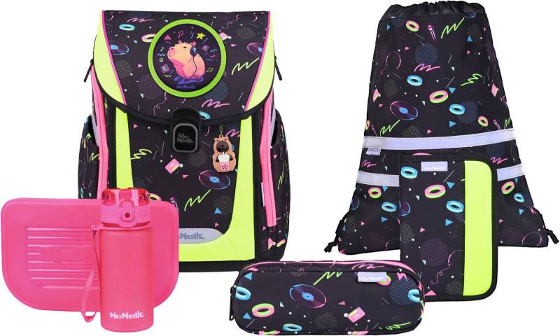 McNeill Schulranzen Primo, inkl. Etui, Turnbeutel, (Set, 9-tlg., Schlamperrolle, Trinkflasche, Lunchbox, 2 Magnete & 1 Anhänger) von McNeill