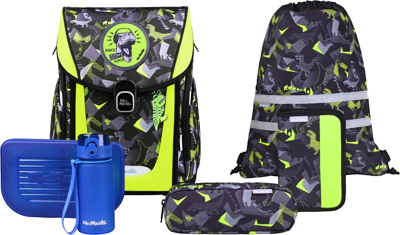 McNeill Schulranzen "Primo, inkl. Etui, Turnbeutel," Reflektierende Streifen auf den Schultergurten;Retroreflektierende Flächen von McNeill