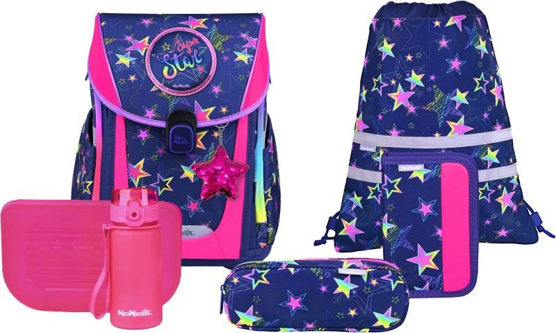 McNeill Schulranzen "Primo, inkl. Etui, Turnbeutel," Reflektierende Streifen auf den Schultergurten;Retroreflektierende Flächen von McNeill