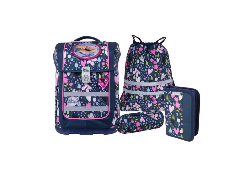 McNeill Schulranzen Schulranzen-Set ERGO COMPACTO, IN THE GARDEN 5-teilig (5-teilig), ergonomisch, ClickFlex-Rückensystem, Reflektoren von McNeill