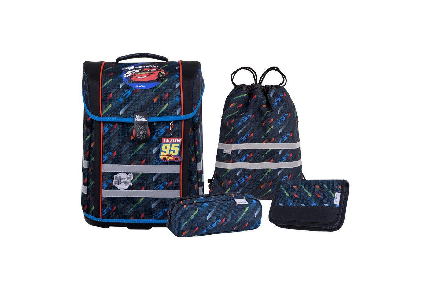 McNeill Schulranzen Schulranzen-Set PERFECTO, DISNEY CARS 5-teilig (5-teilig), ergonomisch, ClickFlex-Rückensystem, Reflektoren von McNeill